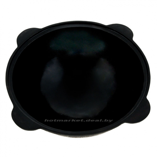 Казан узбекский чугунный 10л плоское дно с алюминиевой крышкой